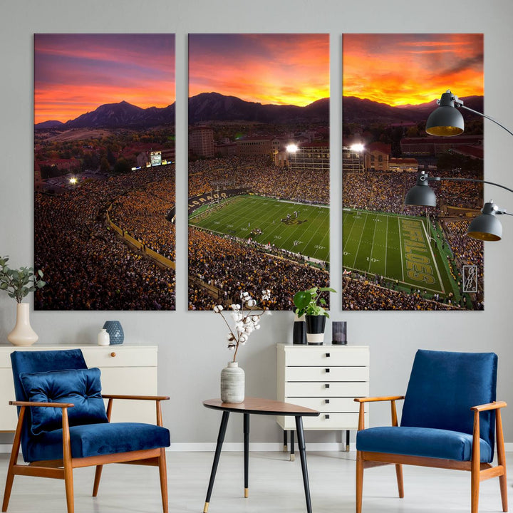 Colorado Buffaloes Football Team Print - Boulder Folsom Field Stadium Wall Art Canvas Print
