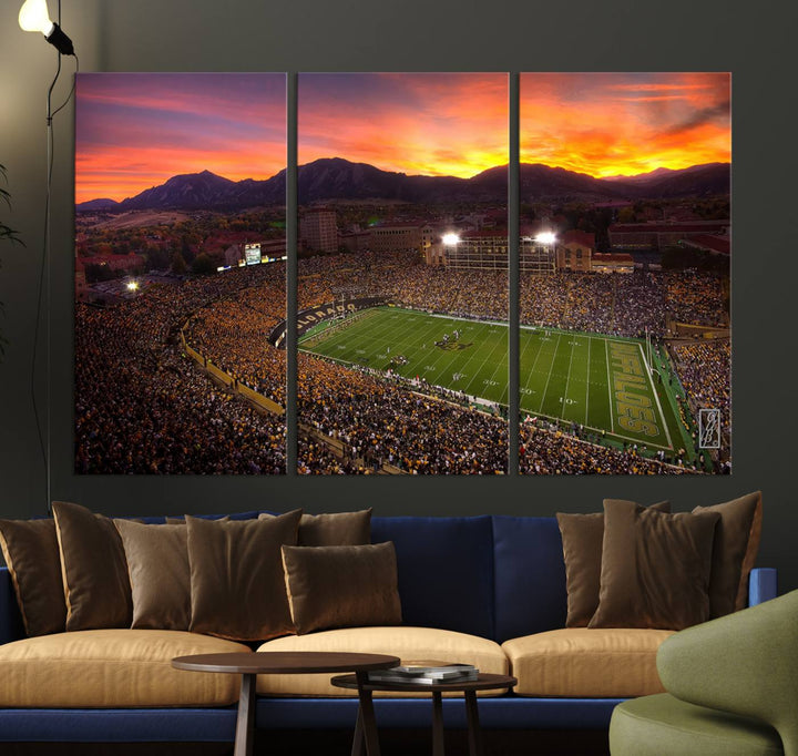 Colorado Buffaloes Football Team Print - Boulder Folsom Field Stadium Wall Art Canvas Print