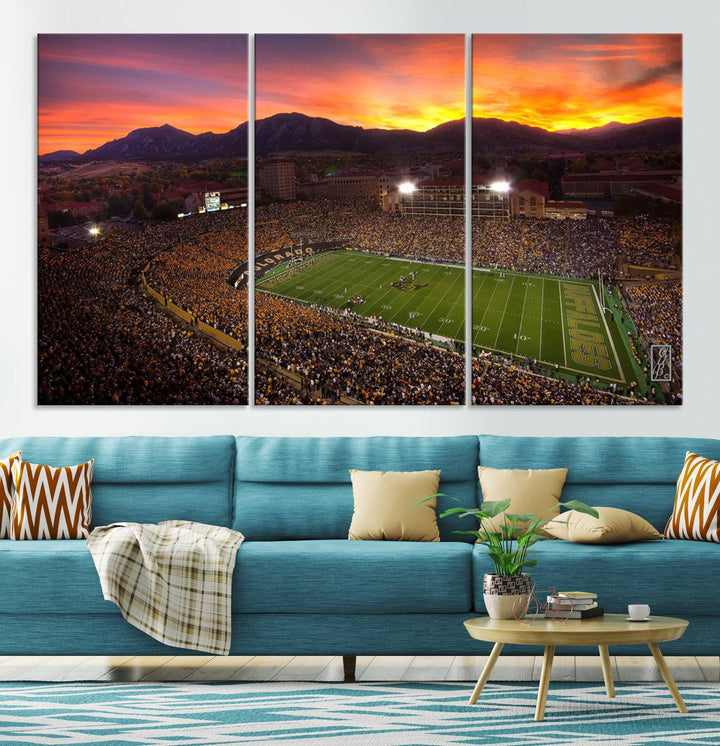 Colorado Buffaloes Football Team Print - Boulder Folsom Field Stadium Wall Art Canvas Print