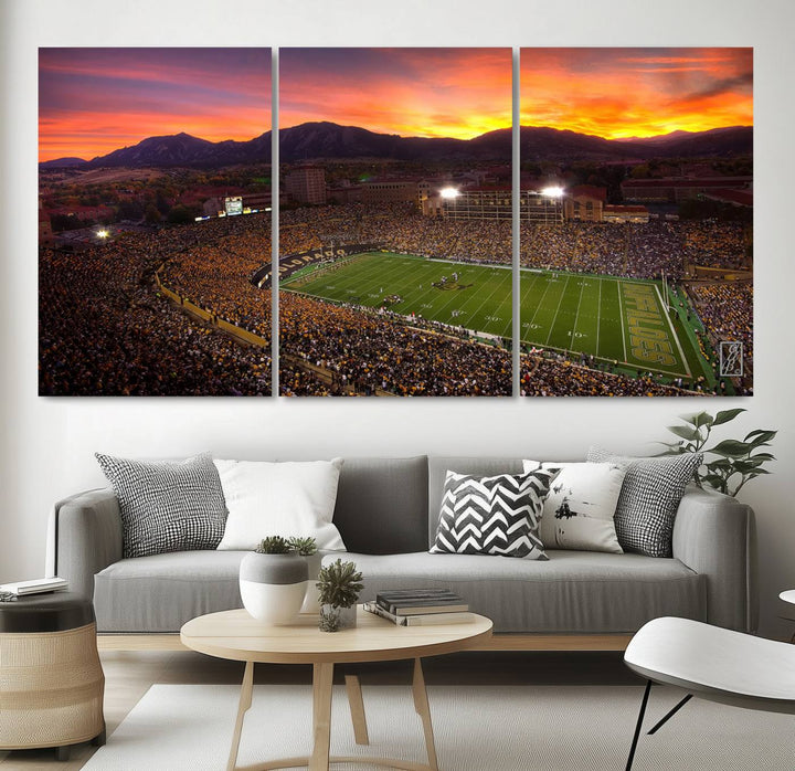 Colorado Buffaloes Football Team Print - Boulder Folsom Field Stadium Wall Art Canvas Print