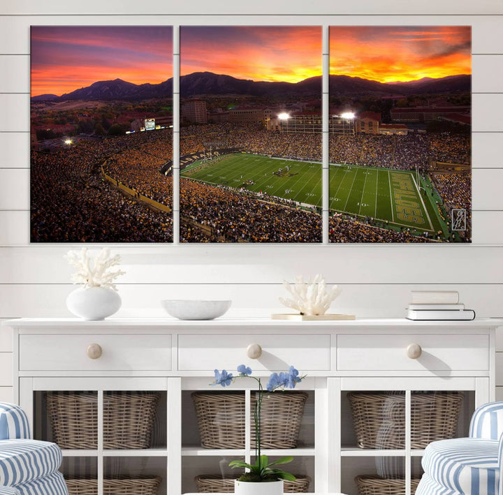 Colorado Buffaloes Football Team Print - Boulder Folsom Field Stadium Wall Art Canvas Print