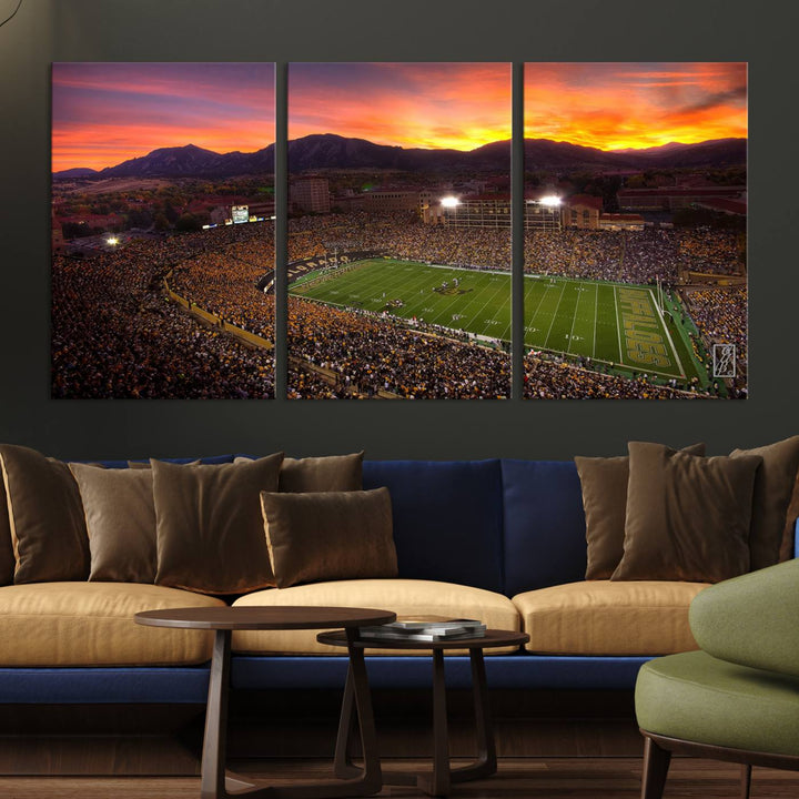 58708-MGV-CV-36X24-Colorado Buffaloes Football Team Print - Boulder Folsom Field Stadium Wall Art Canvas Print