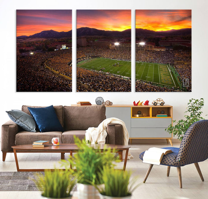 58708-MGV-CV-36X24-Colorado Buffaloes Football Team Print - Boulder Folsom Field Stadium Wall Art Canvas Print
