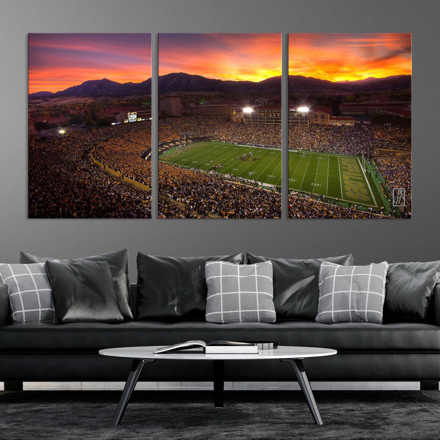 58708-MGV-CV-36X24-Colorado Buffaloes Football Team Print - Boulder Folsom Field Stadium Wall Art Canvas Print