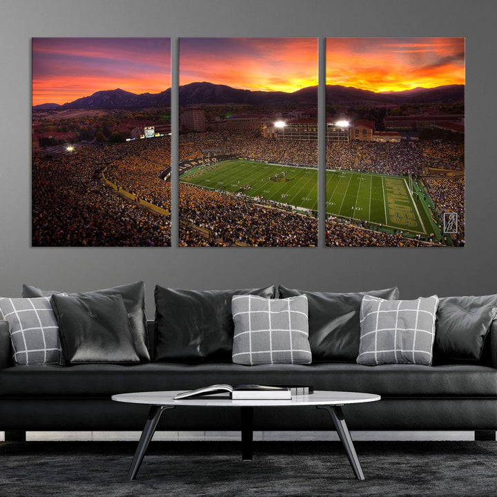 58708-MGV-CV-36X24-Colorado Buffaloes Football Team Print - Boulder Folsom Field Stadium Wall Art Canvas Print