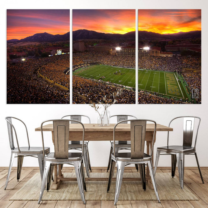 58708-MGV-CV-36X24-Colorado Buffaloes Football Team Print - Boulder Folsom Field Stadium Wall Art Canvas Print