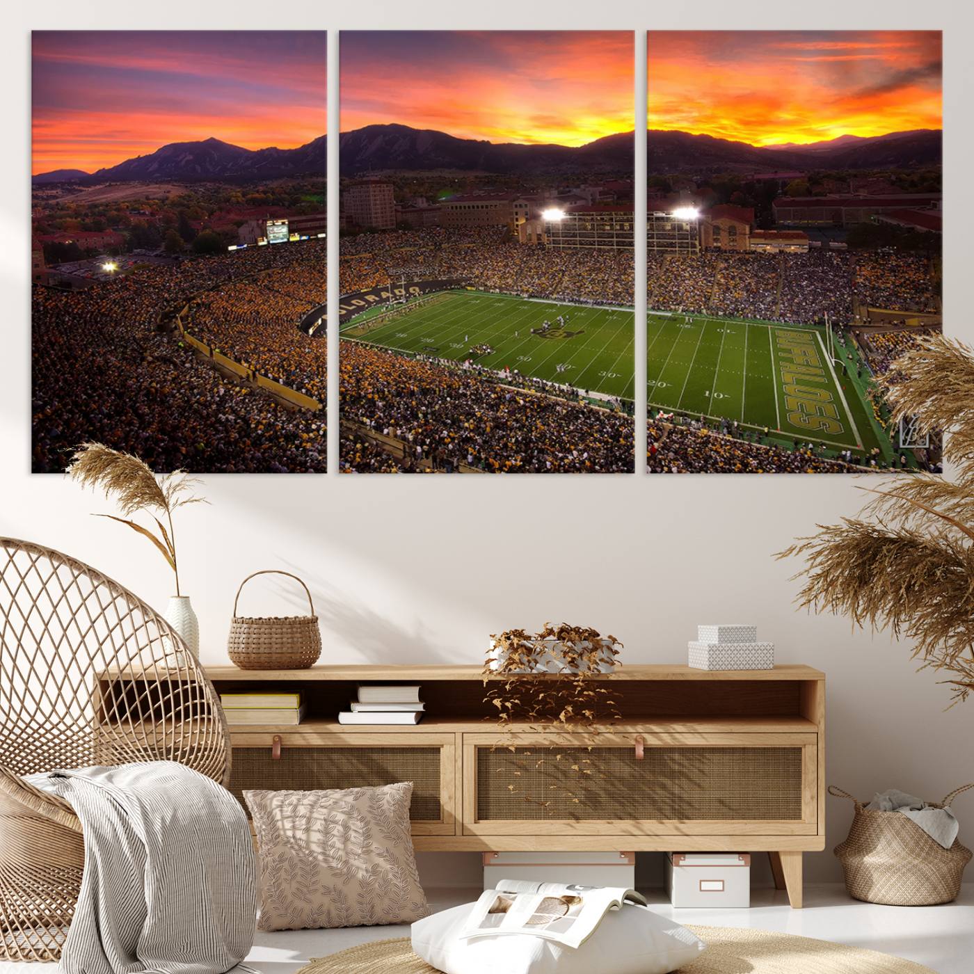 58708-MGV-CV-36X24-Colorado Buffaloes Football Team Print - Boulder Folsom Field Stadium Wall Art Canvas Print