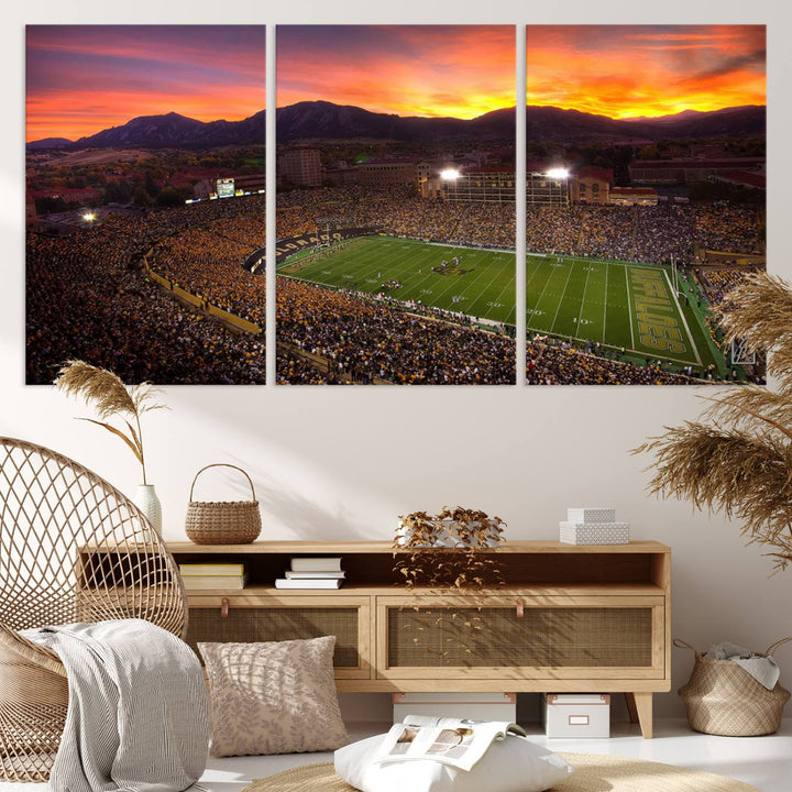 58708-MGV-CV-36X24-Colorado Buffaloes Football Team Print - Boulder Folsom Field Stadium Wall Art Canvas Print