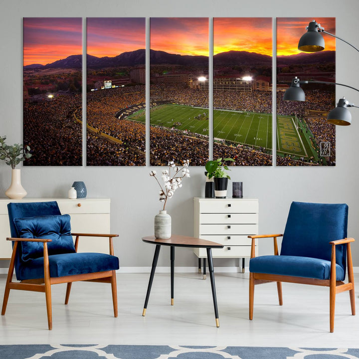 58708-MGV-CV-36X24-Colorado Buffaloes Football Team Print - Boulder Folsom Field Stadium Wall Art Canvas Print