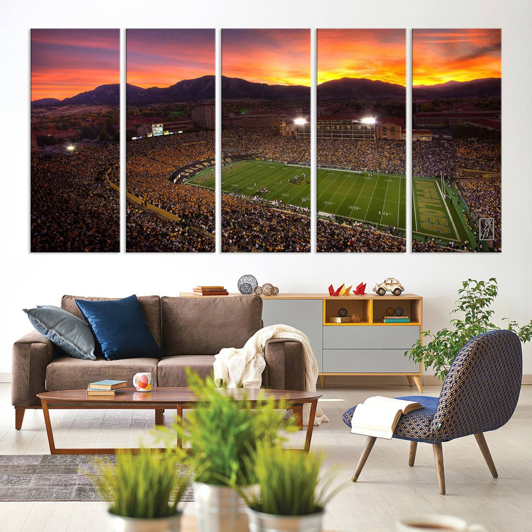 58708-MGV-CV-36X24-Colorado Buffaloes Football Team Print - Boulder Folsom Field Stadium Wall Art Canvas Print