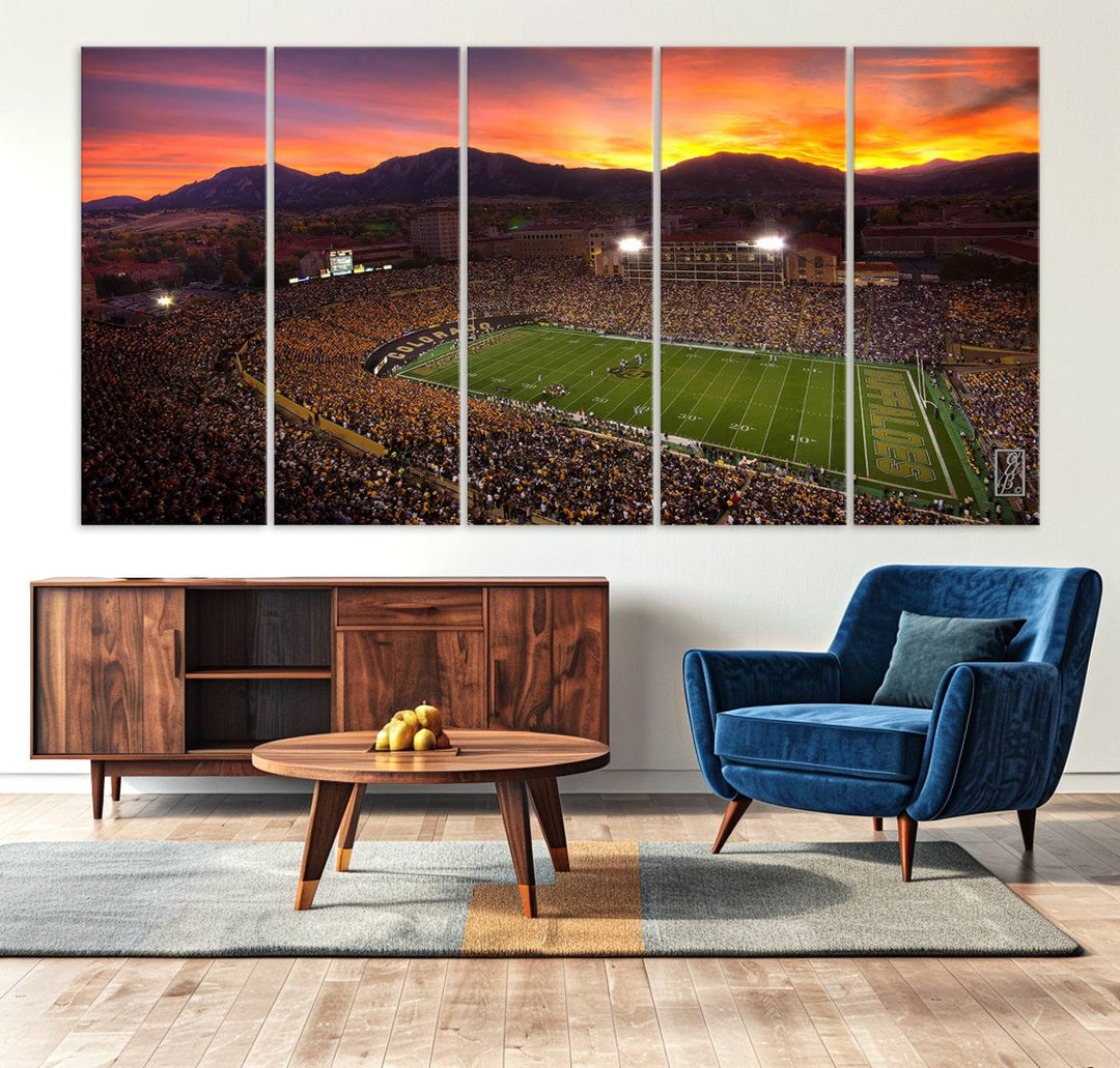 58708-MGV-CV-36X24-Colorado Buffaloes Football Team Print - Boulder Folsom Field Stadium Wall Art Canvas Print