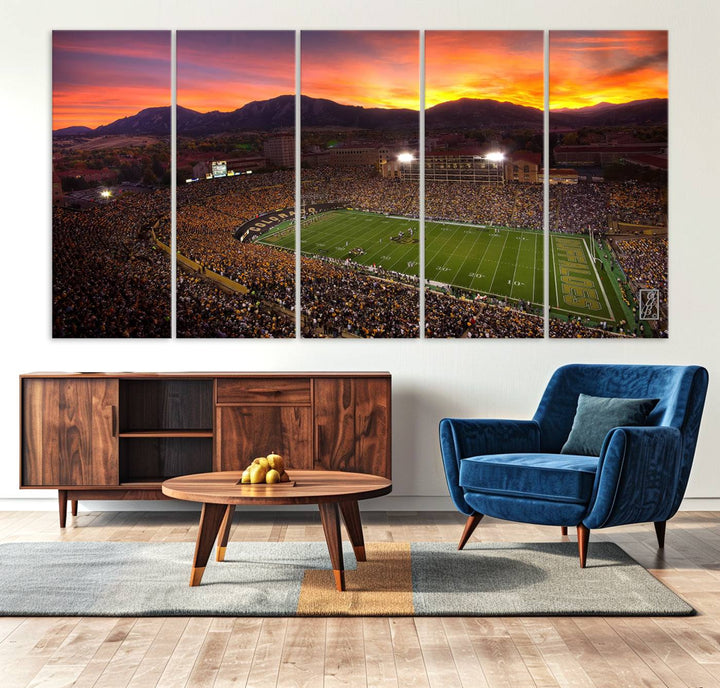 58708-MGV-CV-36X24-Colorado Buffaloes Football Team Print - Boulder Folsom Field Stadium Wall Art Canvas Print