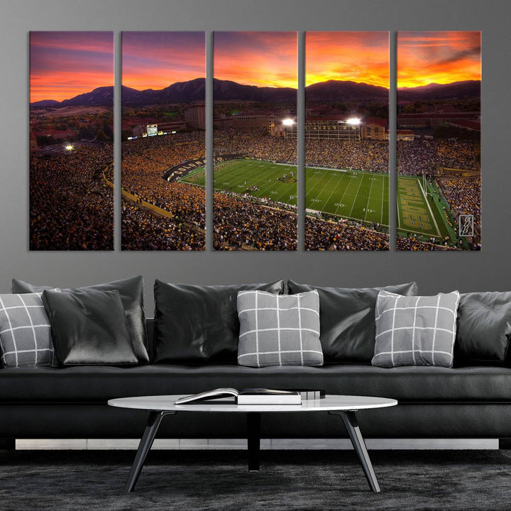58708-MGV-CV-36X24-Colorado Buffaloes Football Team Print - Boulder Folsom Field Stadium Wall Art Canvas Print