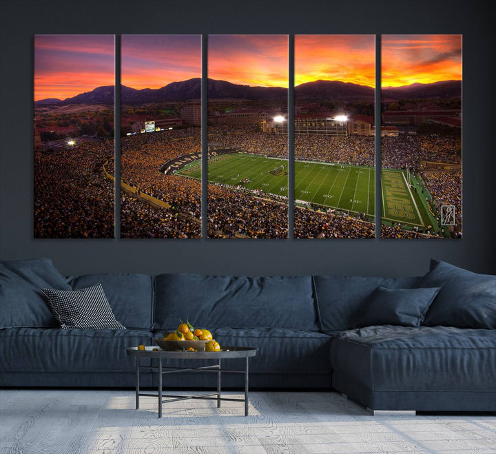 58708-MGV-CV-36X24-Colorado Buffaloes Football Team Print - Boulder Folsom Field Stadium Wall Art Canvas Print