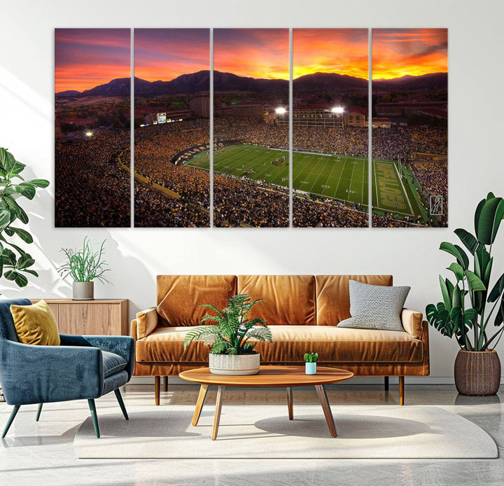58708-MGV-CV-36X24-Colorado Buffaloes Football Team Print - Boulder Folsom Field Stadium Wall Art Canvas Print