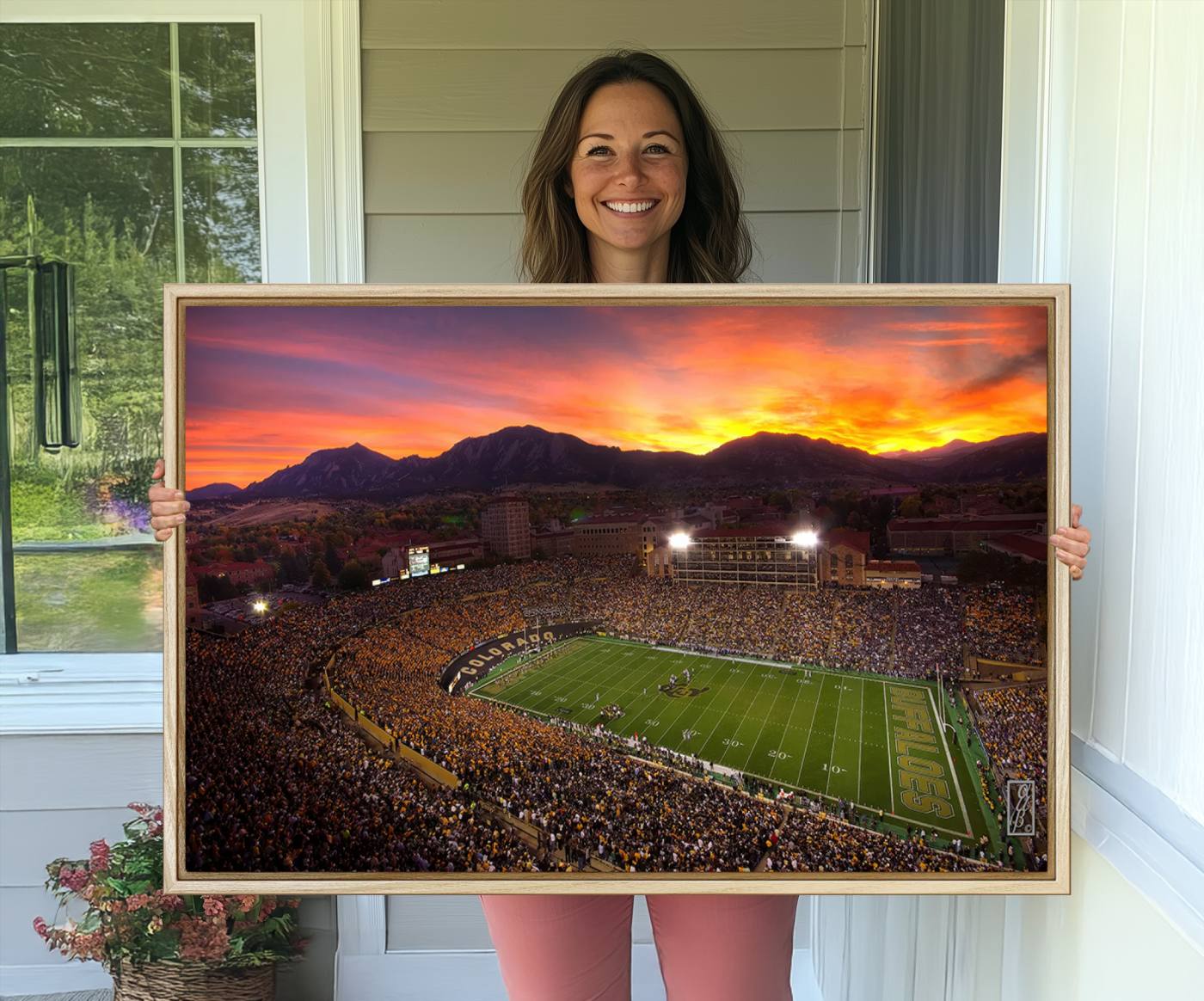 58708-MGV-CV-36X24-Colorado Buffaloes Football Team Print - Boulder Folsom Field Stadium Wall Art Canvas Print
