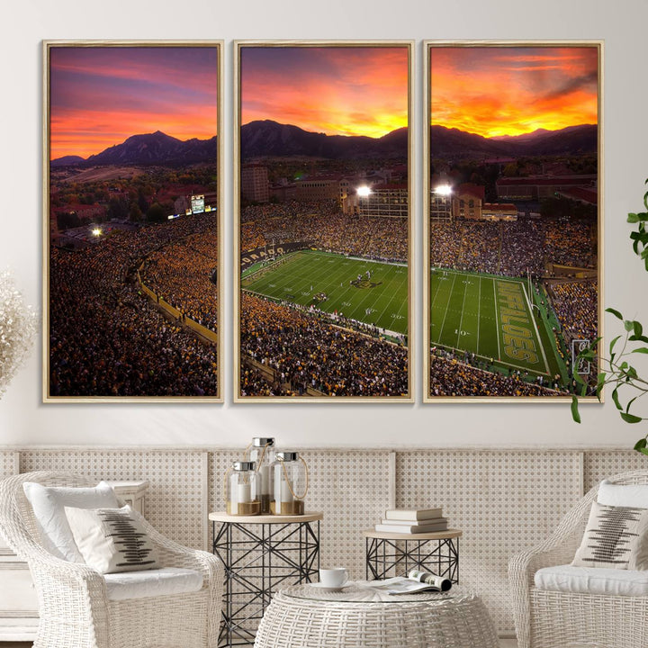 58708-MGV-CV-36X24-Colorado Buffaloes Football Team Print - Boulder Folsom Field Stadium Wall Art Canvas Print