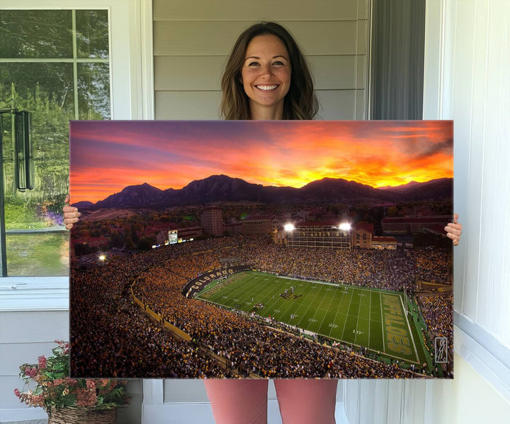 Colorado Buffaloes Football Team Print - Boulder Folsom Field Stadium Wall Art Canvas Print