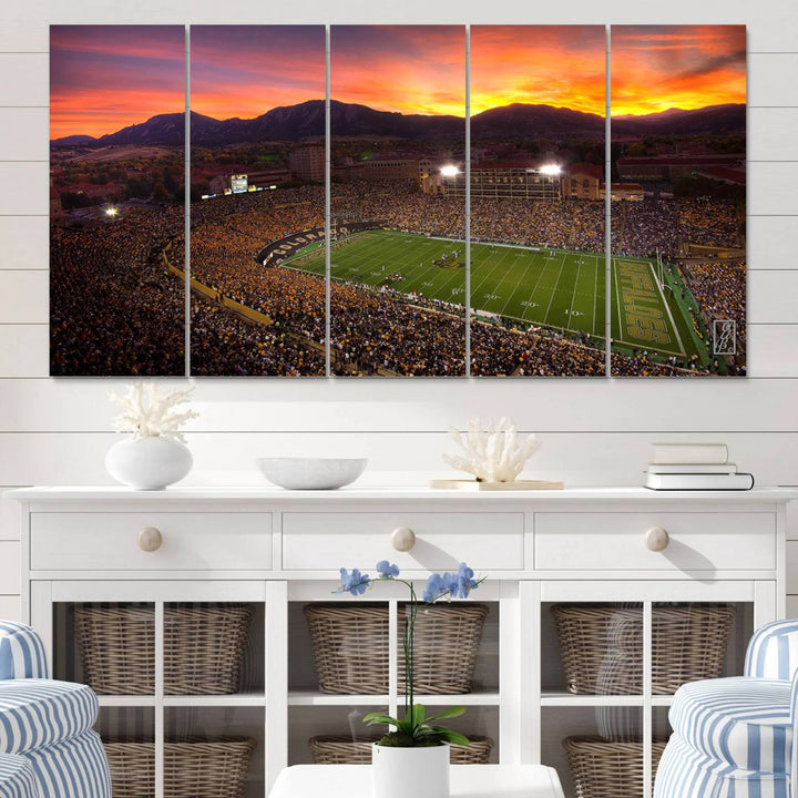 58708-MGV-CV-60X31-5P-Colorado Buffaloes Football Team Print - Boulder Folsom Field Stadium Wall Art Canvas Print