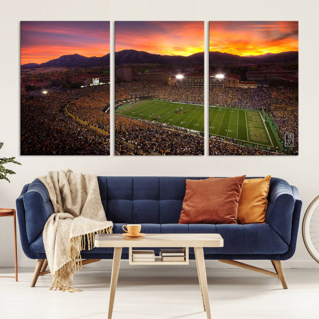Colorado Buffaloes Football Team Print - Boulder Folsom Field Stadium Wall Art Canvas Print