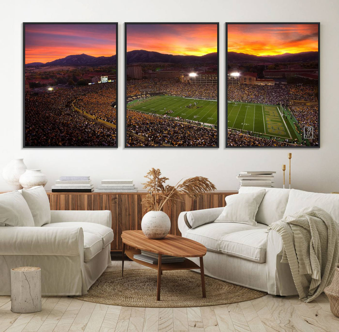 58708-MGV-FC-60X30-3P_Black-Colorado Buffaloes Football Team Print - Boulder Folsom Field Stadium Wall Art Canvas Print