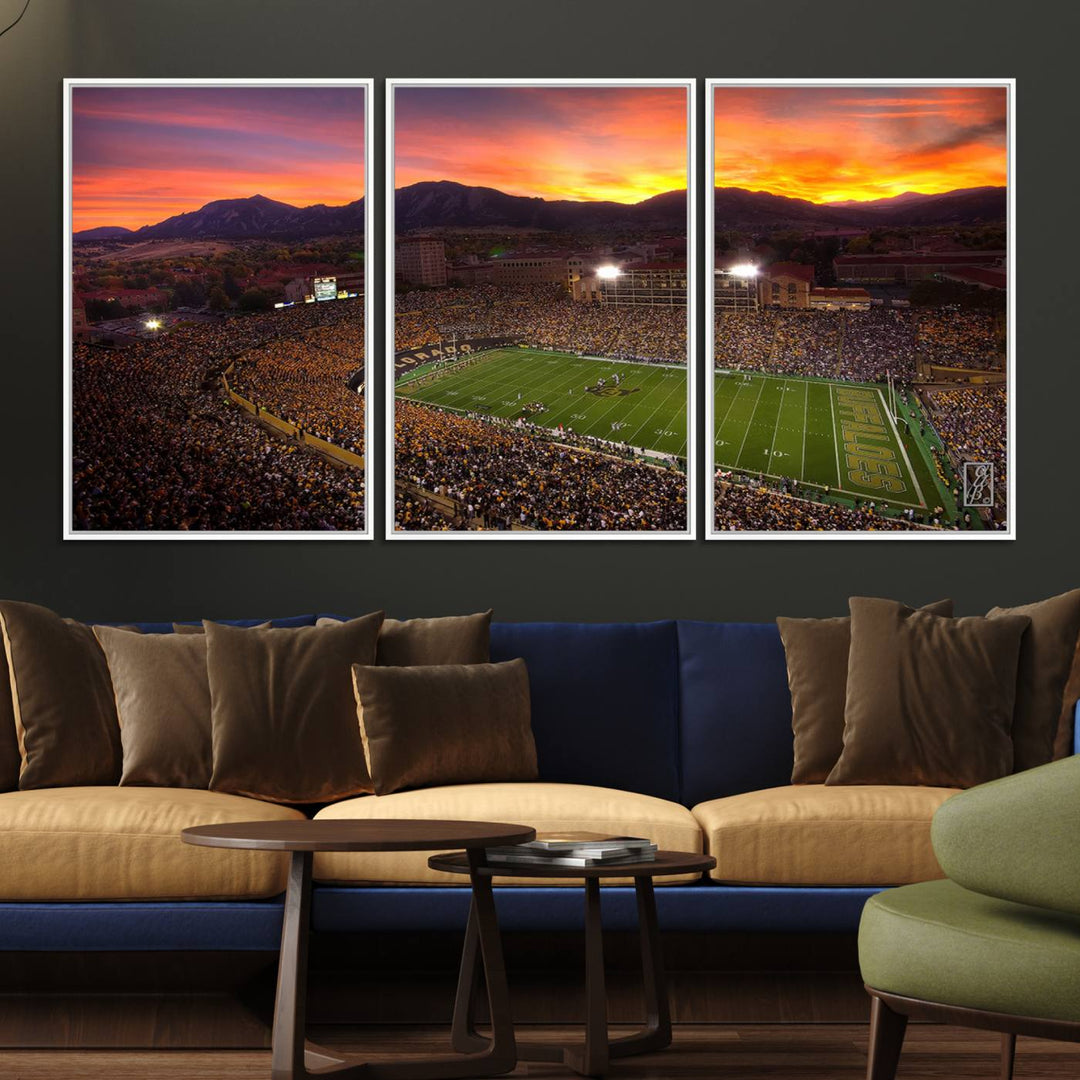 58708-MGV-FC-60X30-3P_White-Colorado Buffaloes Football Team Print - Boulder Folsom Field Stadium Wall Art Canvas Print