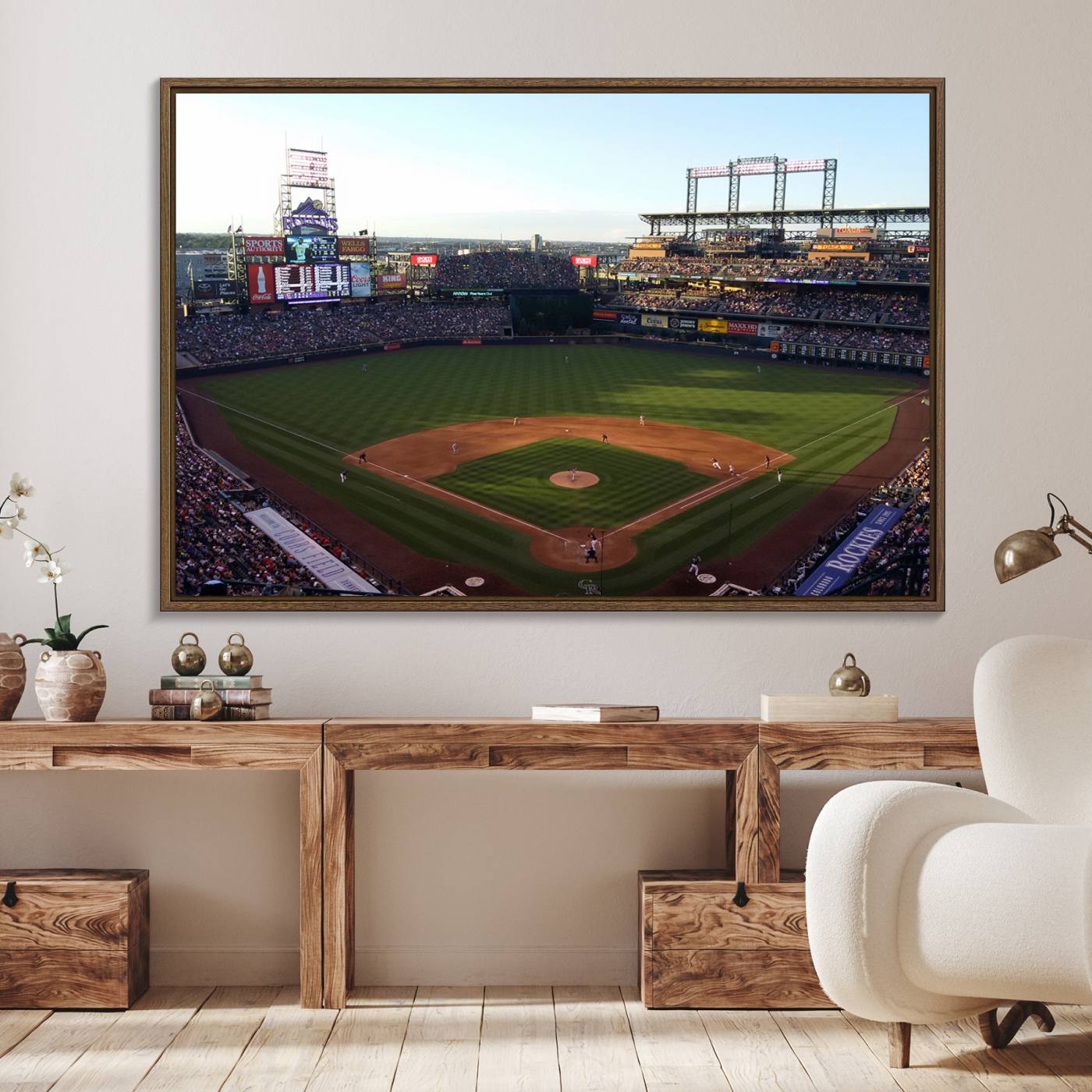 21638-MGV-FC-36X24_Walnut-Colorado Rockies Coors Field Wall Art Canvas Print - MLB Baseball Stadium