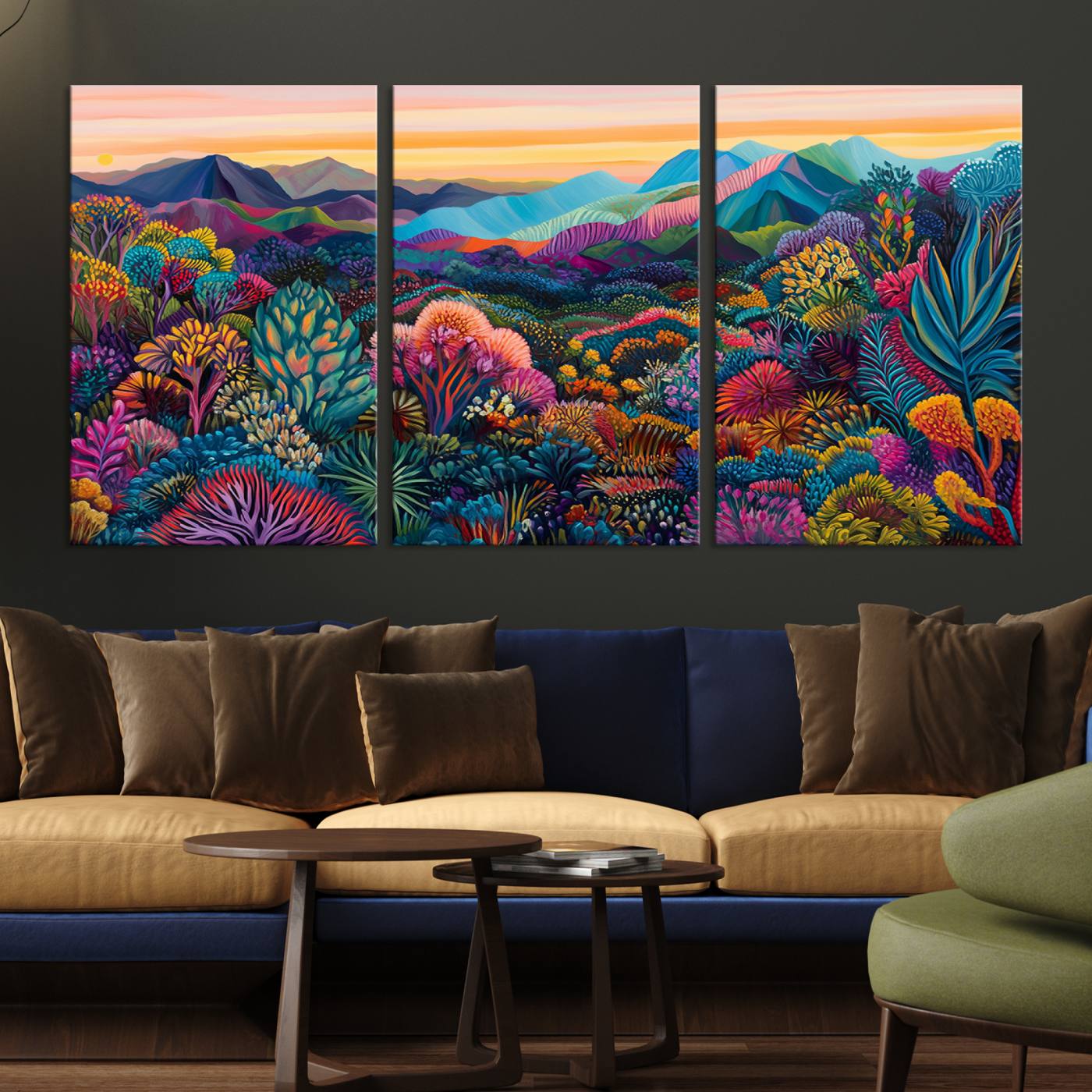 63728-MGV-CV-36X24-Colorful Abstract Landscape Wall Art Print Canvas - Vibrant Modern Decor for Living Room, Office, or Bedroom, Ready to Hang