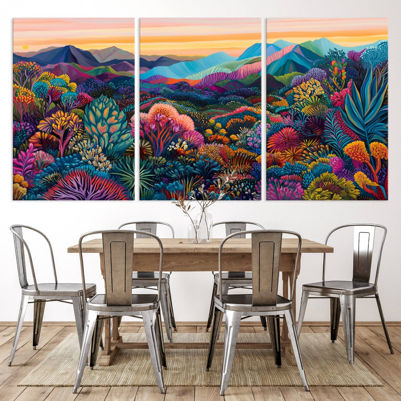 63728-MGV-CV-36X24-Colorful Abstract Landscape Wall Art Print Canvas - Vibrant Modern Decor for Living Room, Office, or Bedroom, Ready to Hang