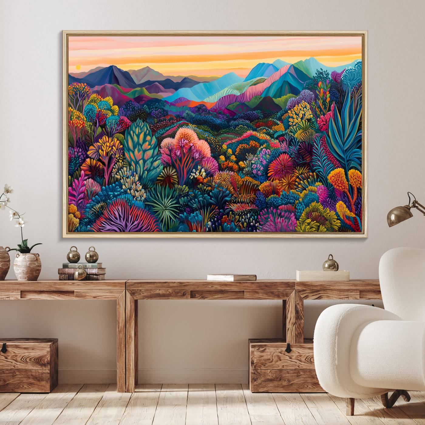 63728-MGV-FC-36X24_Natural-Colorful Abstract Landscape Wall Art Print Canvas - Vibrant Modern Decor for Living Room, Office, or Bedroom, Ready to Hang