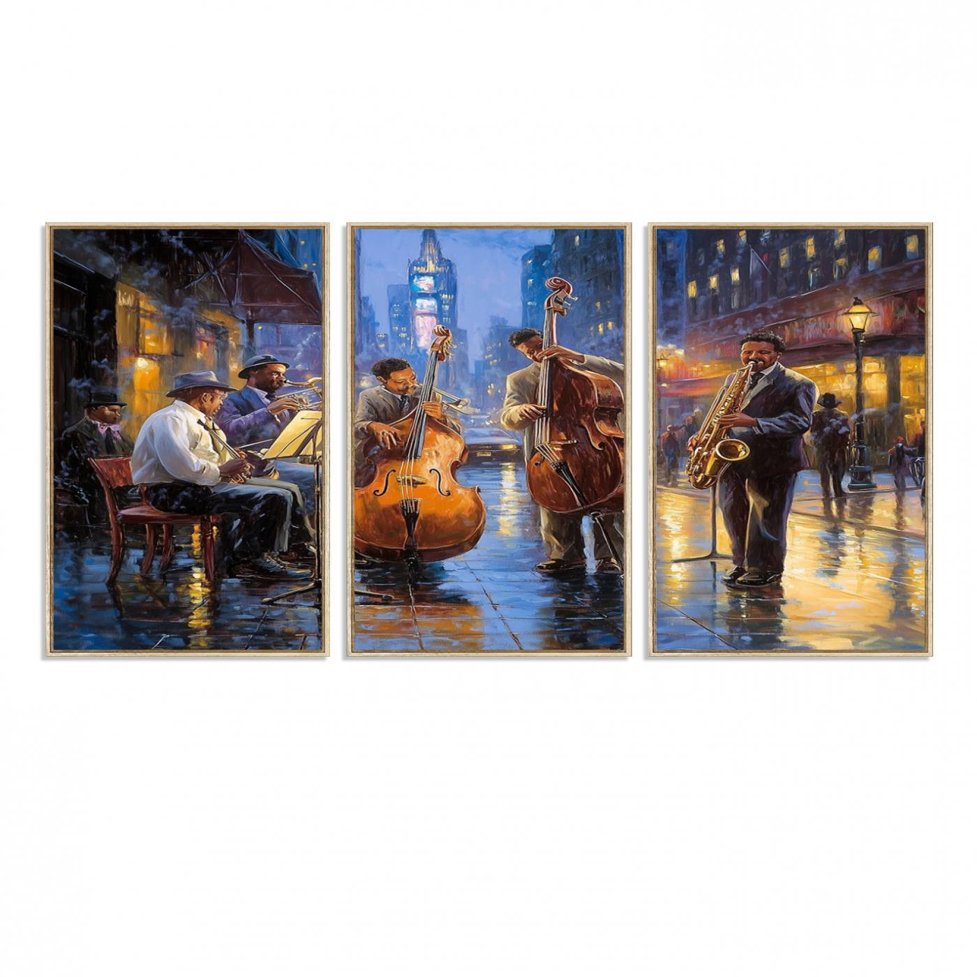 58694-MGV-CV-36X24-Colorful Jazz Wall Art - African American Music Canvas Print - Framed Abstract Music Poster for Home Decor