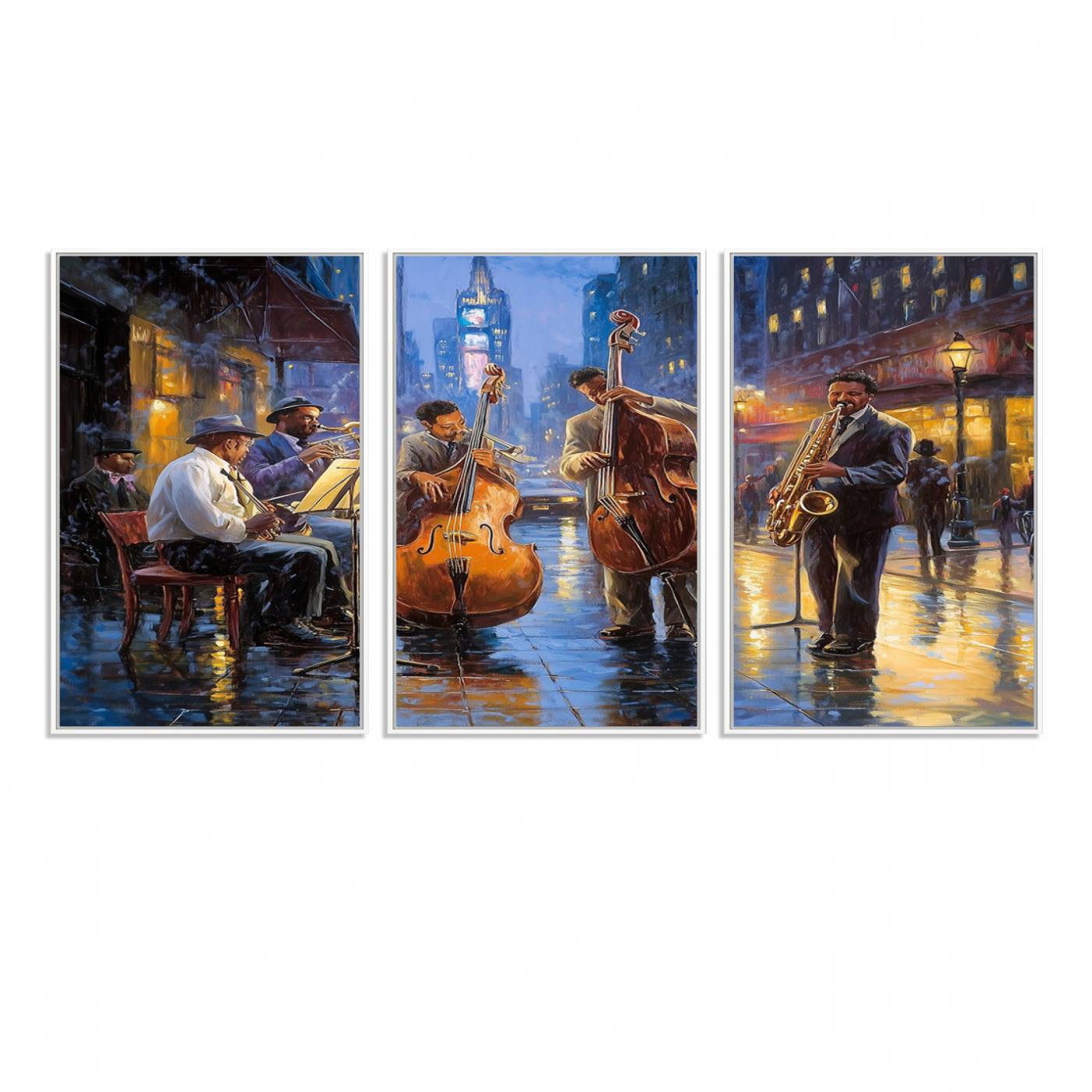 58694-MGV-CV-36X24-Colorful Jazz Wall Art - African American Music Canvas Print - Framed Abstract Music Poster for Home Decor