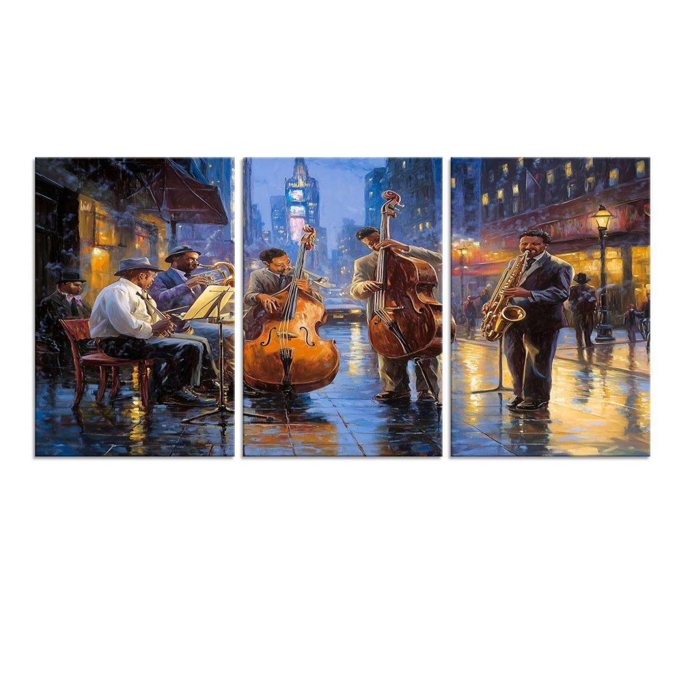 58694-MGV-CV-36X24-Colorful Jazz Wall Art - African American Music Canvas Print - Framed Abstract Music Poster for Home Decor