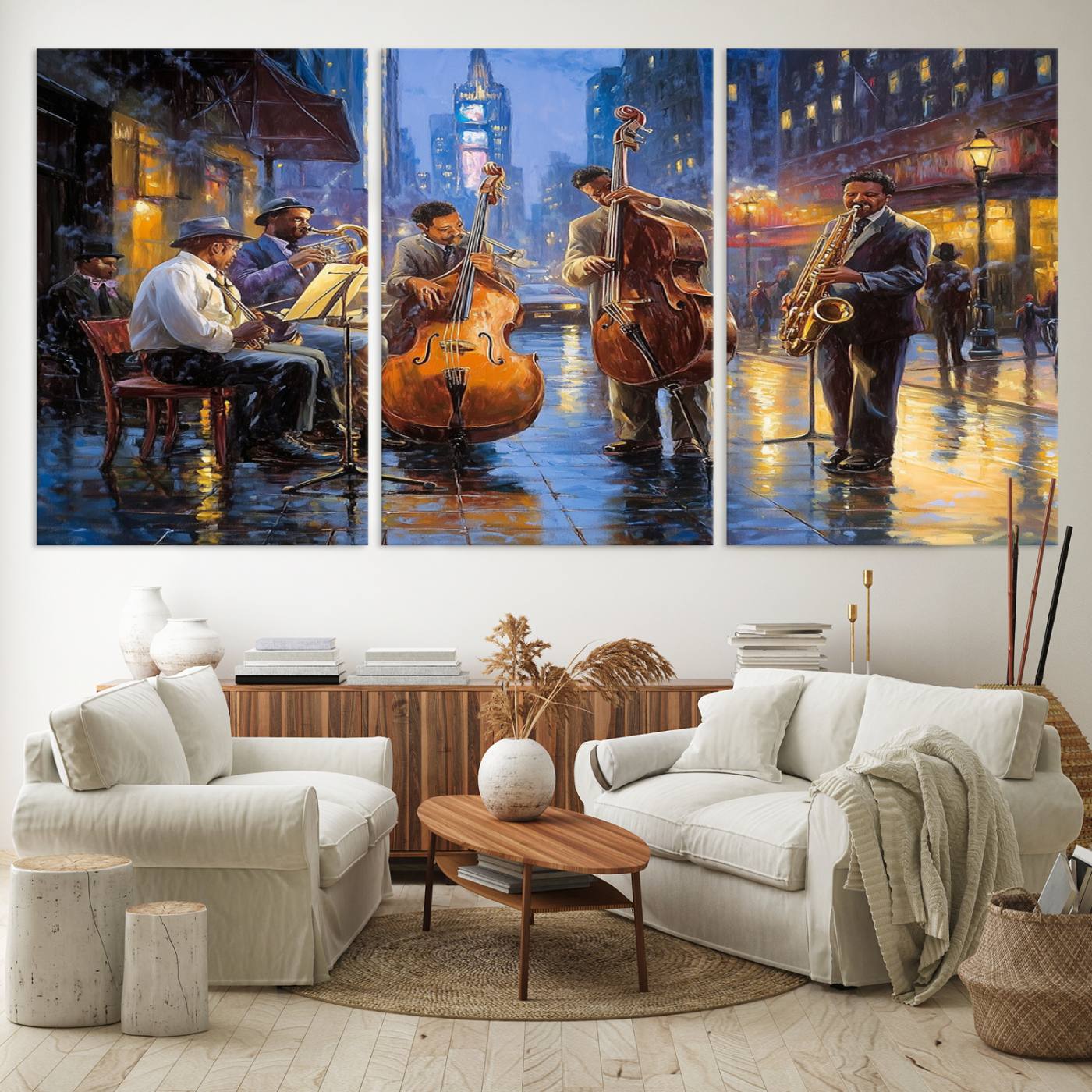 58694-MGV-CV-36X24-Colorful Jazz Wall Art - African American Music Canvas Print - Framed Abstract Music Poster for Home Decor