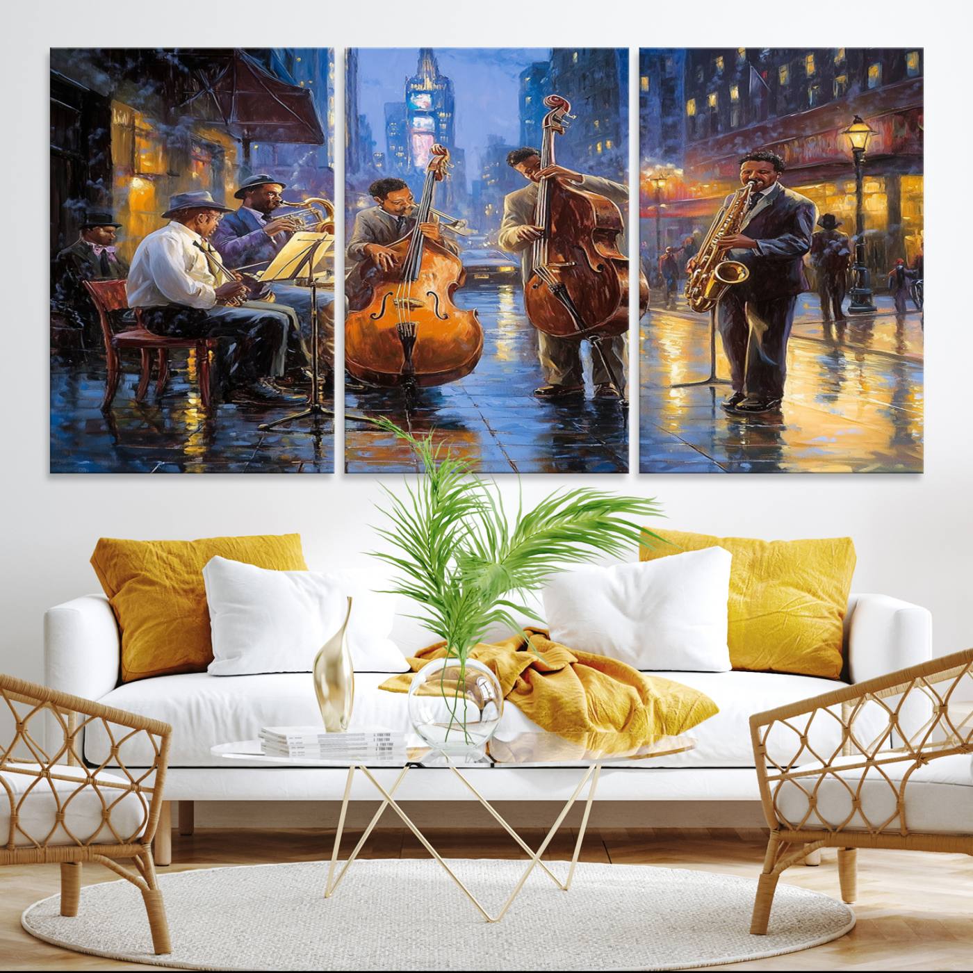 Colorful Jazz Wall Art - African American Music Canvas Print - Framed Abstract Music Poster for Home Decor