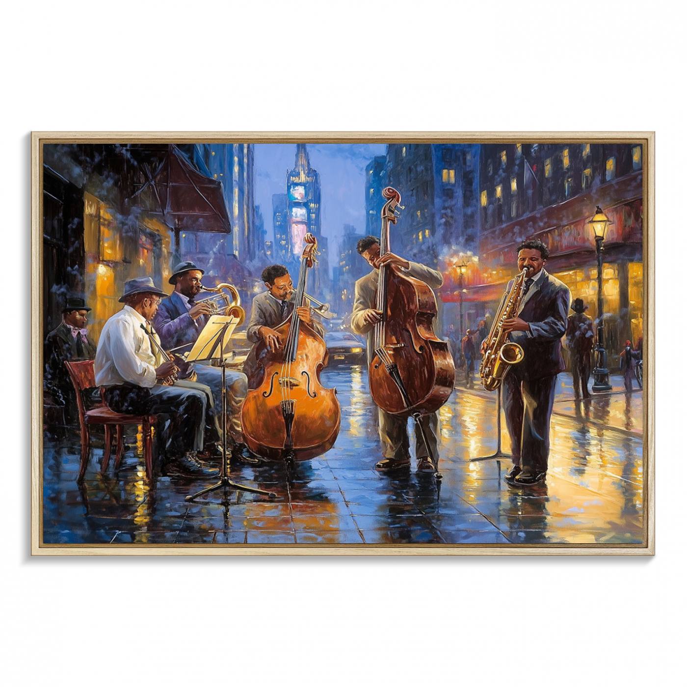 Colorful Jazz Wall Art - African American Music Canvas Print - Framed Abstract Music Poster for Home Decor