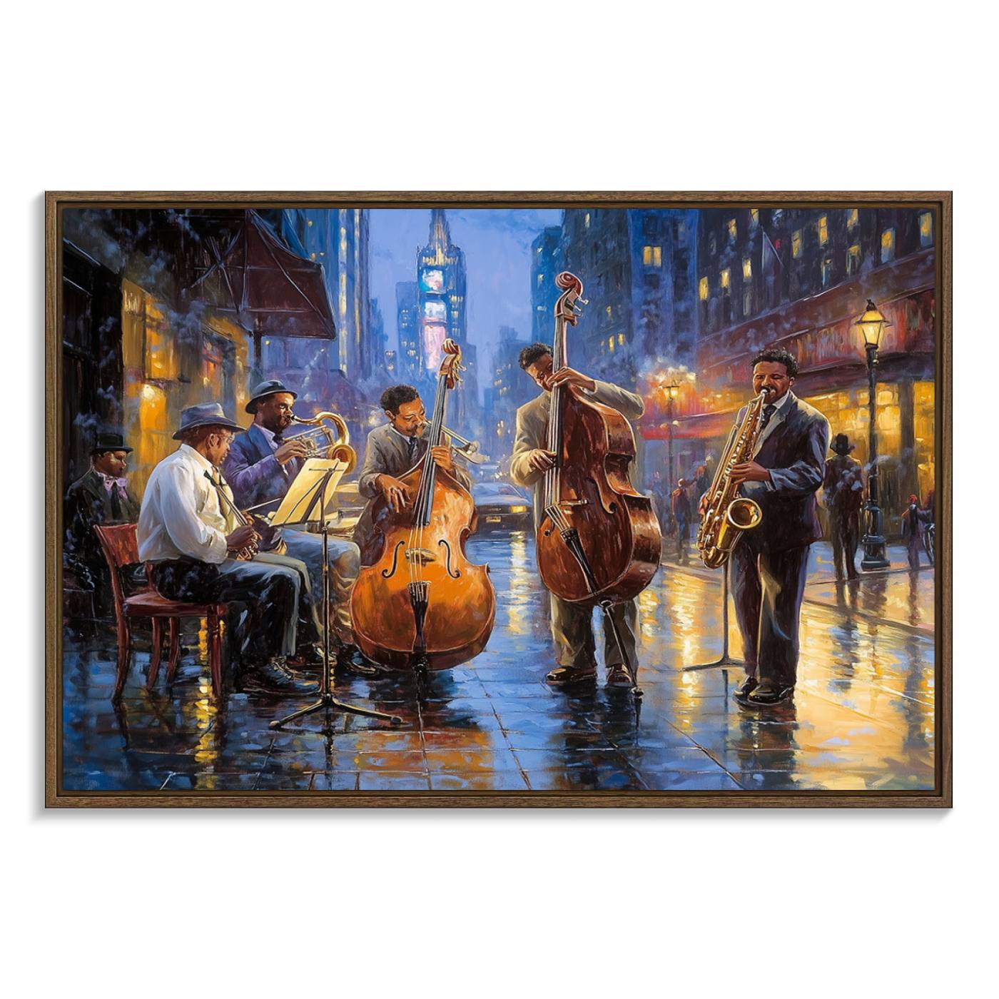 Colorful Jazz Wall Art - African American Music Canvas Print - Framed Abstract Music Poster for Home Decor
