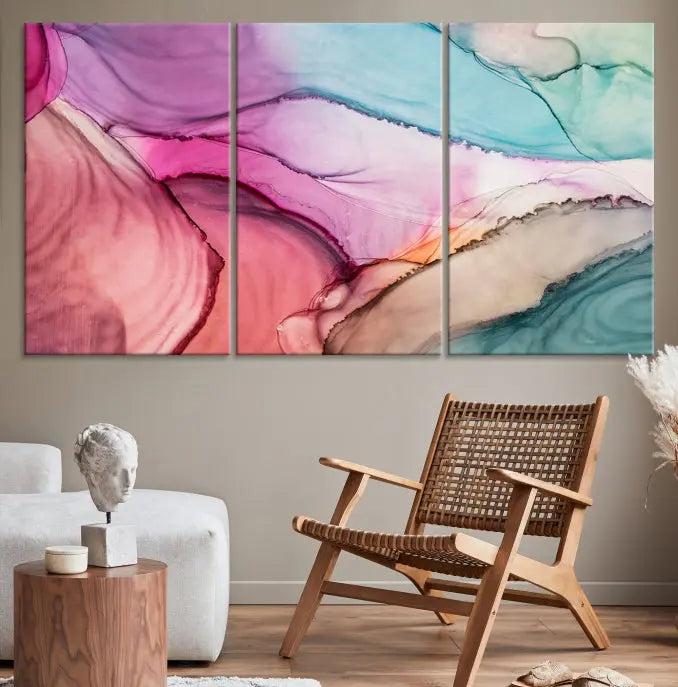 Colorful Marble Fluid Effect Wall Art Abstract Canvas Wall Art Print 