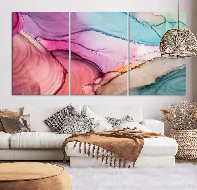 Colorful Marble Fluid Effect Wall Art Abstract Canvas Wall Art Print 