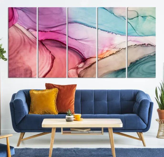 Colorful Marble Fluid Effect Wall Art Abstract Canvas Wall Art Print 