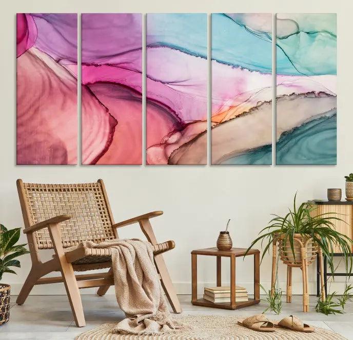 Colorful Marble Fluid Effect Wall Art Abstract Canvas Wall Art Print 