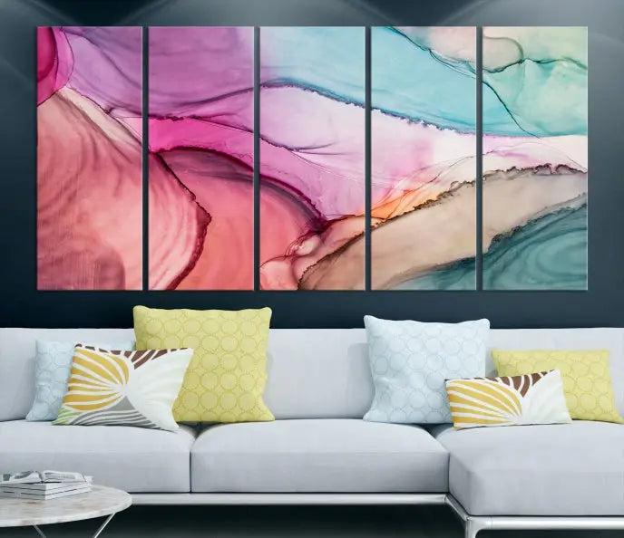 Colorful Marble Fluid Effect Wall Art Abstract Canvas Wall Art Print 