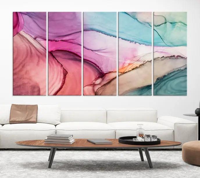 Colorful Marble Fluid Effect Wall Art Abstract Canvas Wall Art Print 