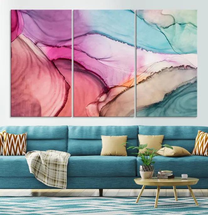 Colorful Marble Fluid Effect Wall Art Abstract Canvas Wall Art Print 