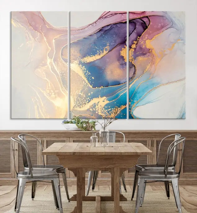 Colorful Marble Fluid Effect Wall Art Abstract Canvas Wall Art Print displayed on museum-quality canvas, showcasing vibrant swirling colors and ready to hang.