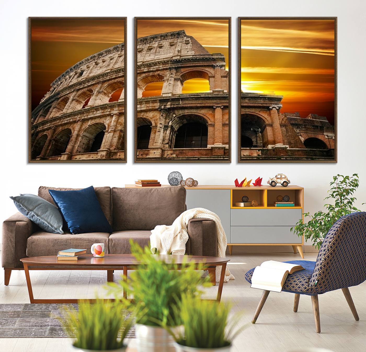 25267-MGV-CV-36X24-Colosseum with Yellow Sunset Behind Canvas Wall Art, Italy