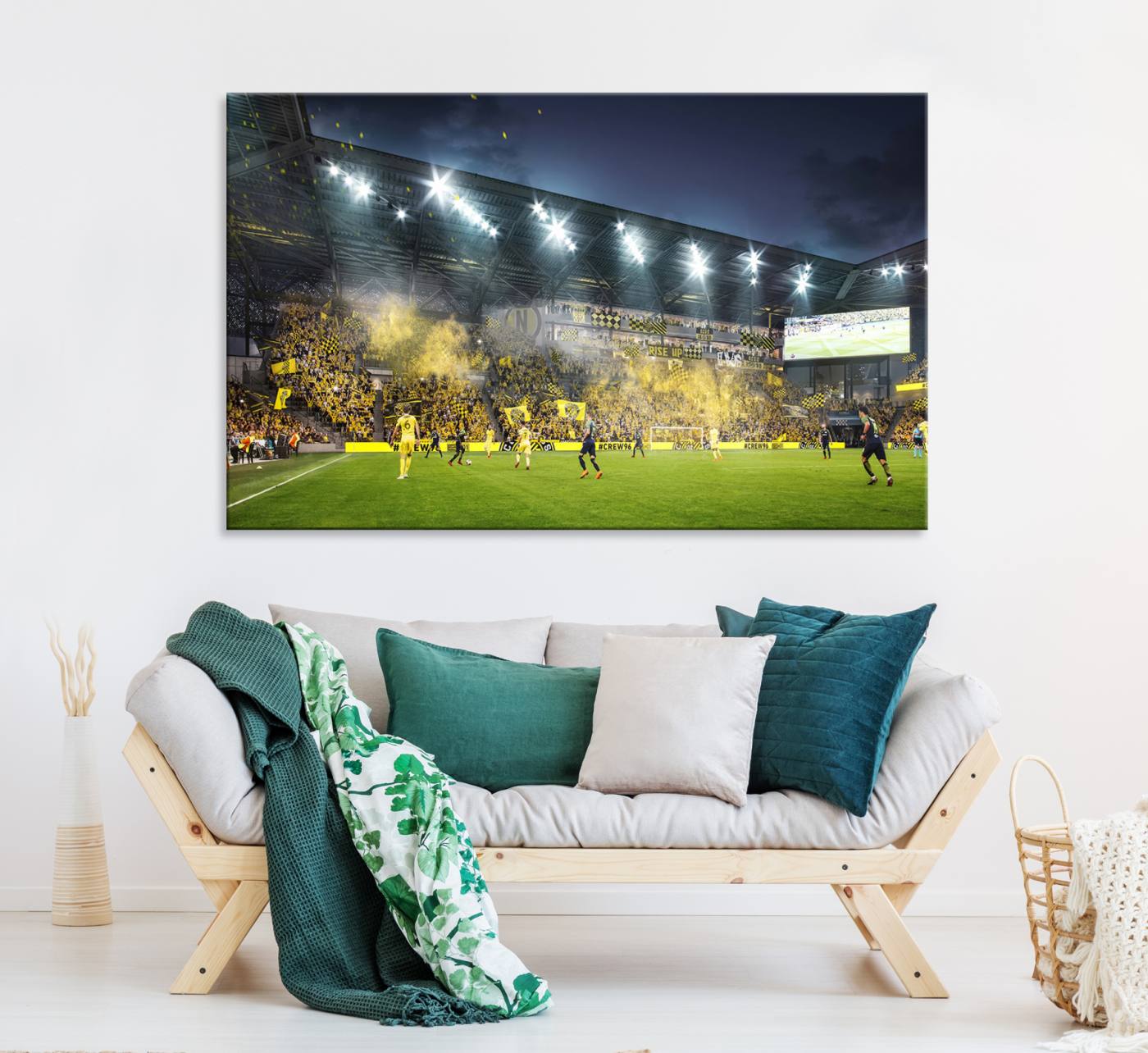 Columbus Crew Stadium Match Triple Canvas Wall Art - Dynamic MLS Game Scene Canvas Wall Art