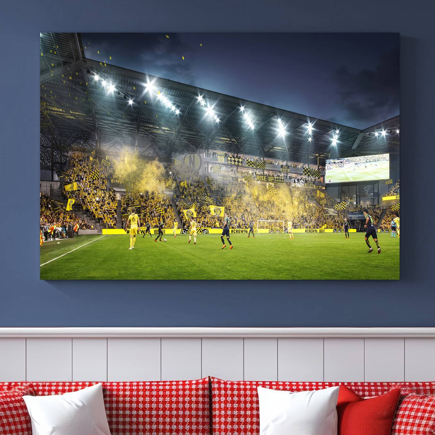 Columbus Crew Stadium Match Triple Canvas Wall Art - Dynamic MLS Game Scene Canvas Wall Art