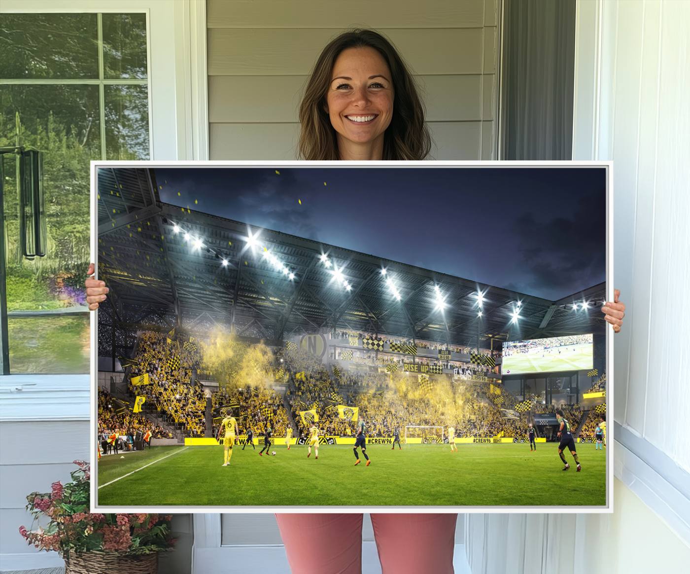 65820-MGV-CV-36X24-Columbus Crew Stadium Match Triple Canvas Wall Art - Dynamic MLS Game Scene Canvas Wall Art