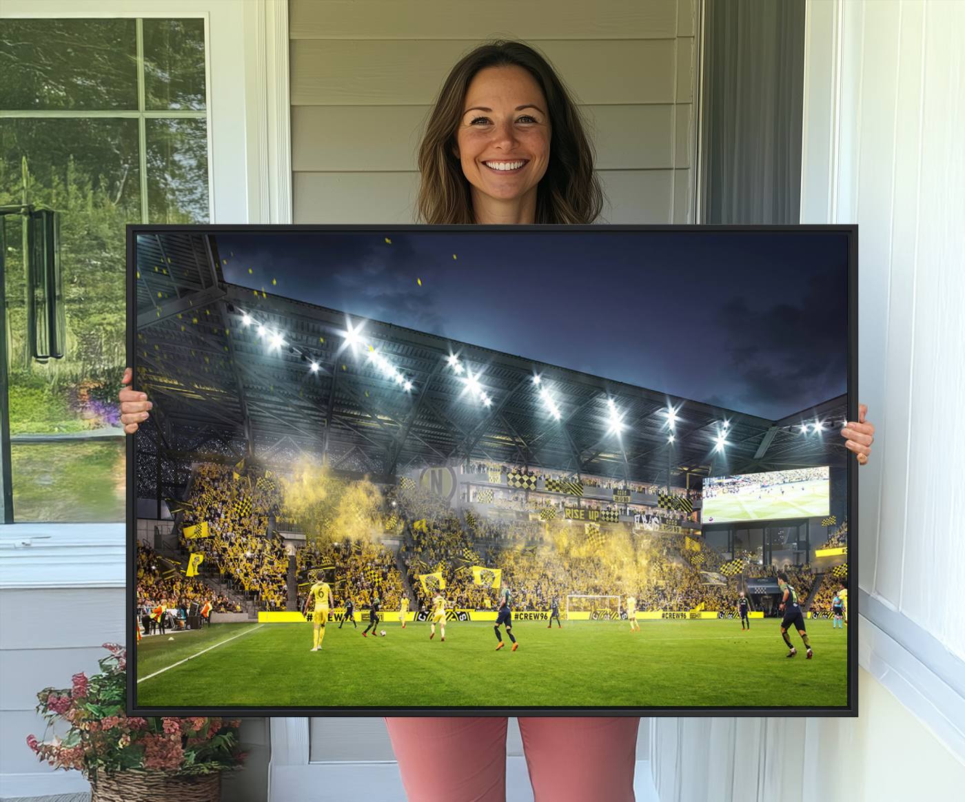 65820-MGV-CV-36X24-Columbus Crew Stadium Match Triple Canvas Wall Art - Dynamic MLS Game Scene Canvas Wall Art